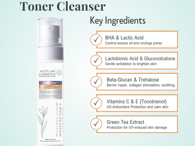Micellar Cosmetics™ DermaClear BHA Clarifying Toner – Oil Control Toner 100ml
