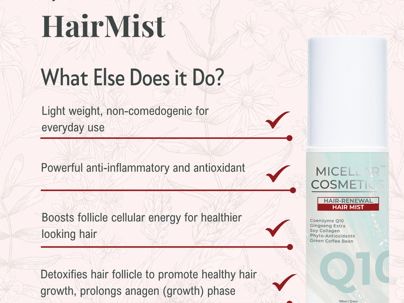 Micellar Cosmetics™ Q10 Colour Revive HairMist – Restore Natural Hair Colour, Anti‑Ageing Hair Mist 100ml