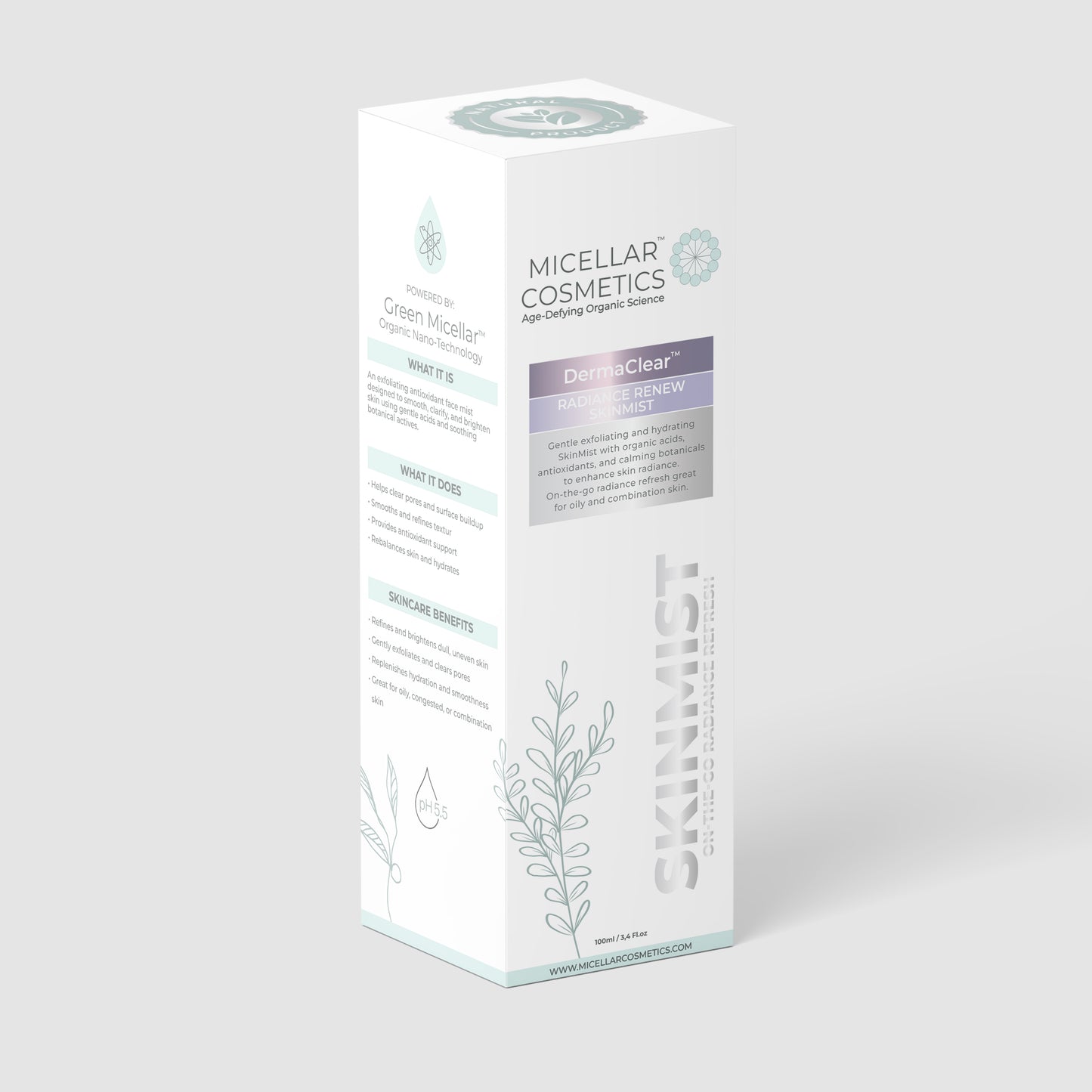 Derma Clear RRS Skin Mist Packaging – 100ML Box