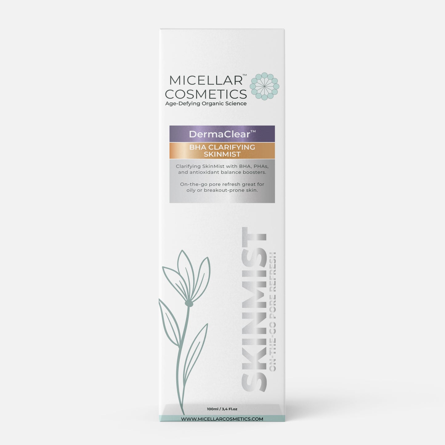 Derma Clear BHA Skin Mist Bottle Packaging – 100ML Box