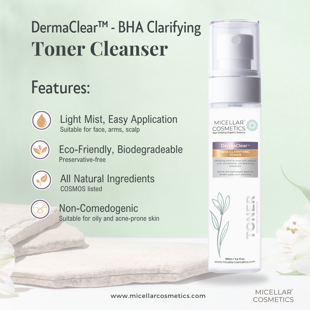 Derma Clear BHA Micellar Water – Features Graphic