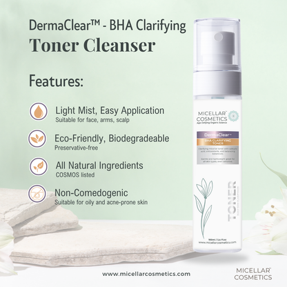 Derma Clear BHA Micellar Water – Features Graphic