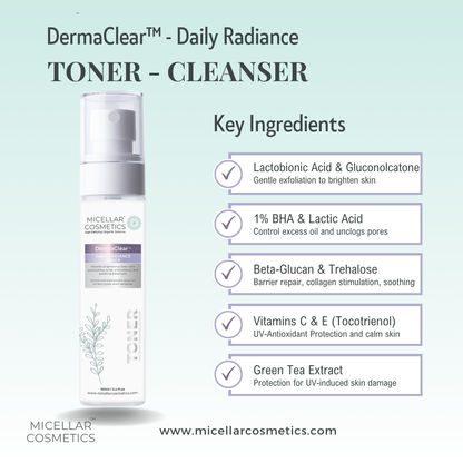 Derma Clear DRT Micellar Water – Key Ingredients Graphic
