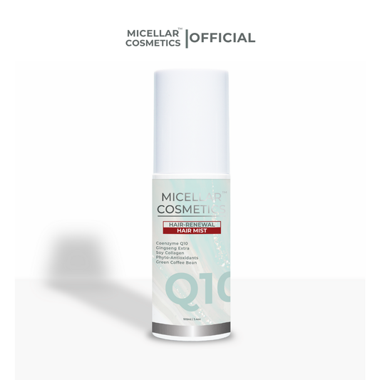 Micellar Cosmetics hair mist bottle on a white background