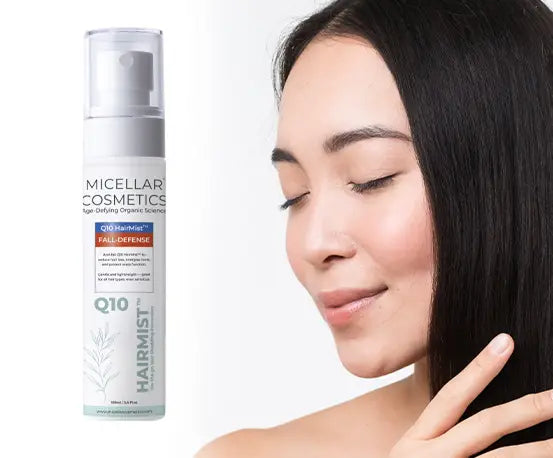 Model with Micellar Cosmetics product