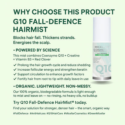 Micellar Cosmetics™ Q10 Fall‑Defence HairMist – Anti‑Fall Hair Mist 100ml
