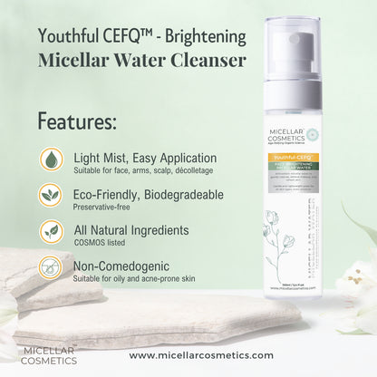 Micellar Cosmetics™ Youthful CEFQ Micellar Water – Antioxidant Makeup Remover 200ml