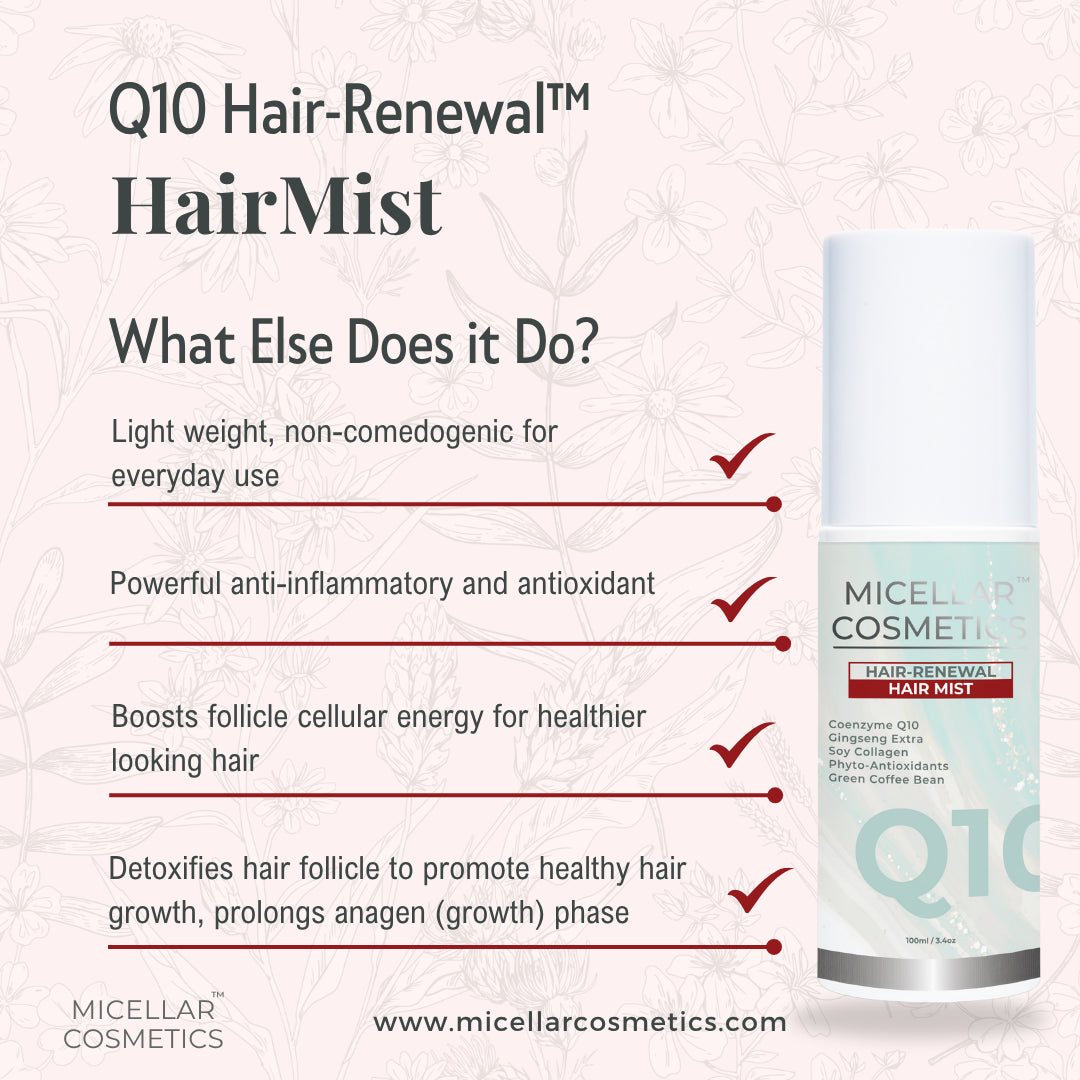 Micellar Cosmetics™ Q10 Colour Revive HairMist – Restore Natural Hair Colour, Anti‑Ageing Hair Mist 100ml