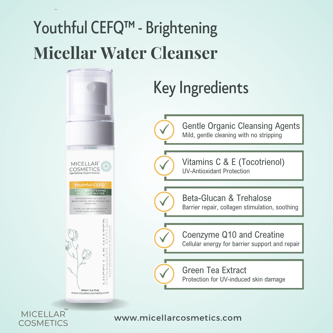Micellar Cosmetics™ Youthful CEFQ Micellar Water – Antioxidant Makeup Remover 200ml